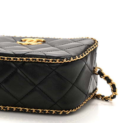 Chanel Lambskin Quilted Chain CC Mini Camera Case Black 9 of 10