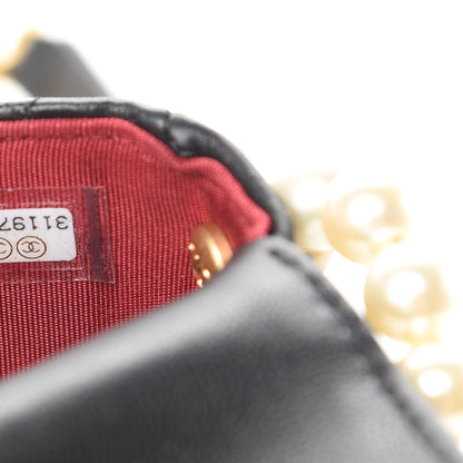 Chanel Calfskin Quilted About Pearls Card Holder Flap With Chain Black 8 of 13