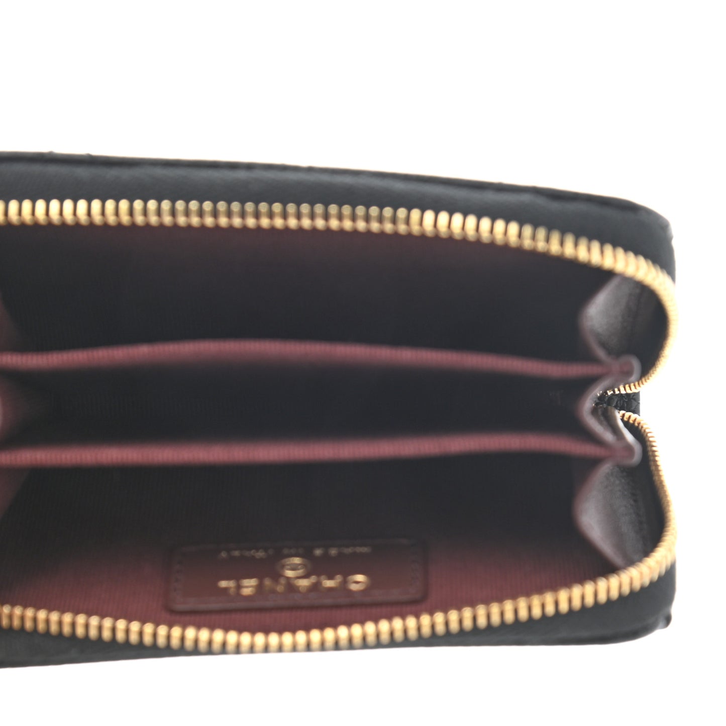Caviar Quilted Zip Coin Purse Wallet Black