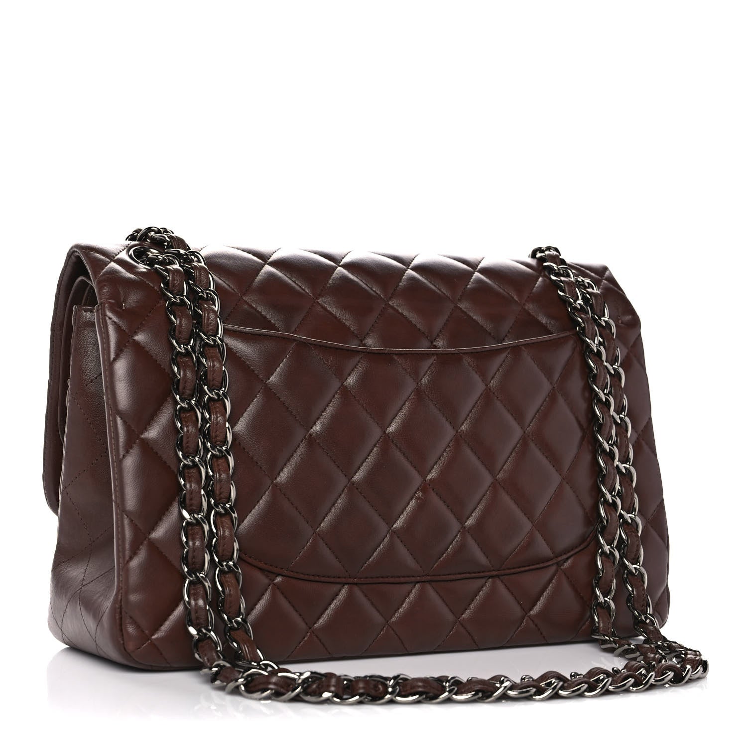 Chanel Lambskin Quilted Jumbo Double Flap Dark Brown 2 of 14