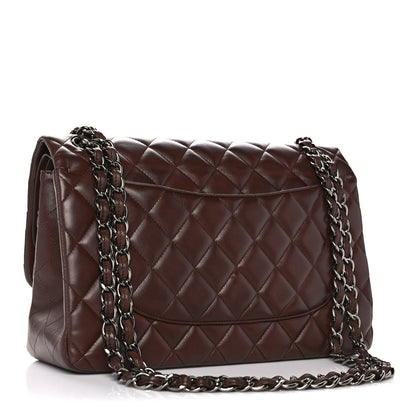 Chanel Lambskin Quilted Jumbo Double Flap Dark Brown 2 of 14