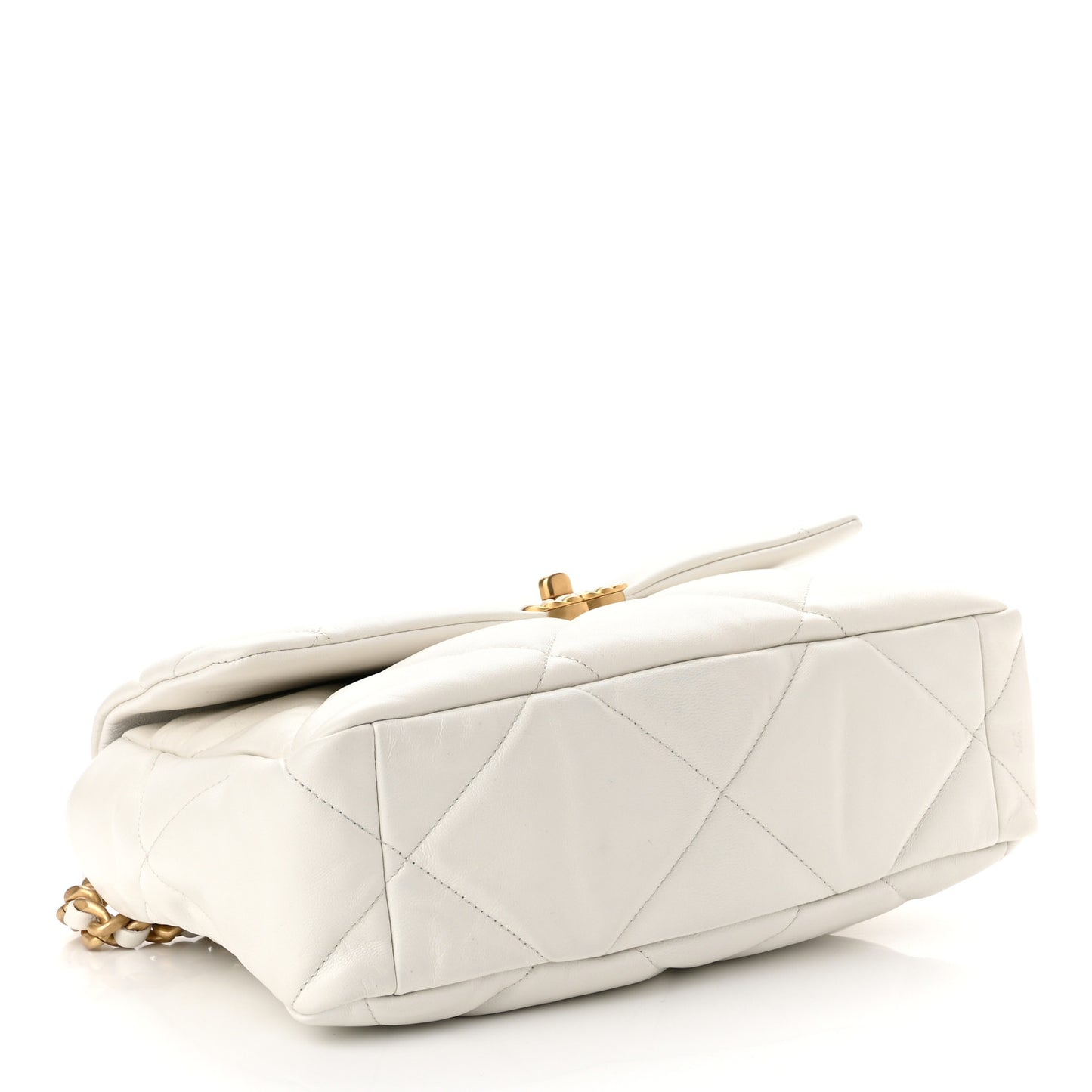 Goatskin Quilted Large Chanel 19 Flap White