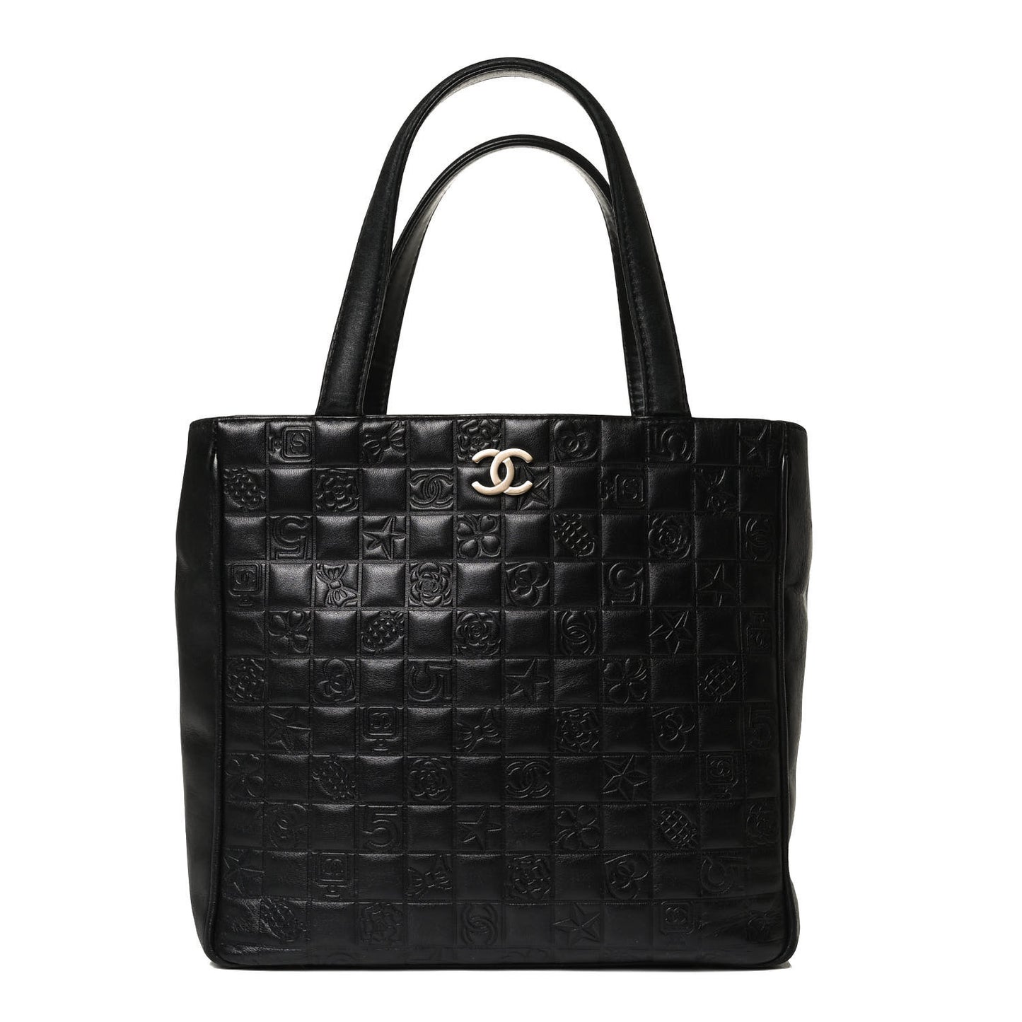 Lambskin Precious Symbols Shopping Tote Black