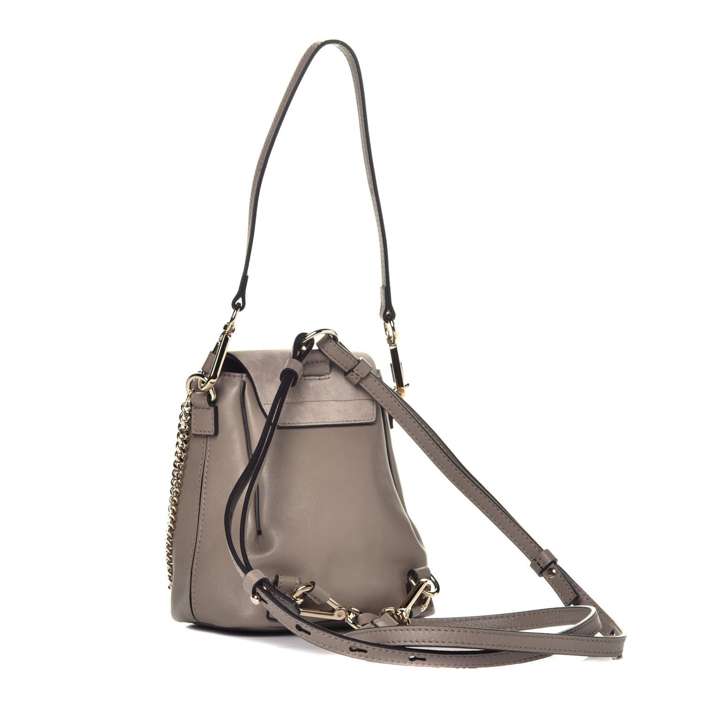 Suede Calfskin Mini Faye Backpack Motty Grey