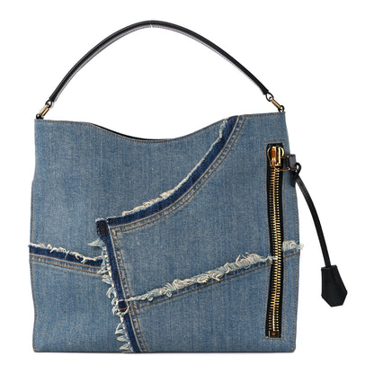 Tom Ford Denim Patchwork Alix Shoulder Bag Blue 1 of 12