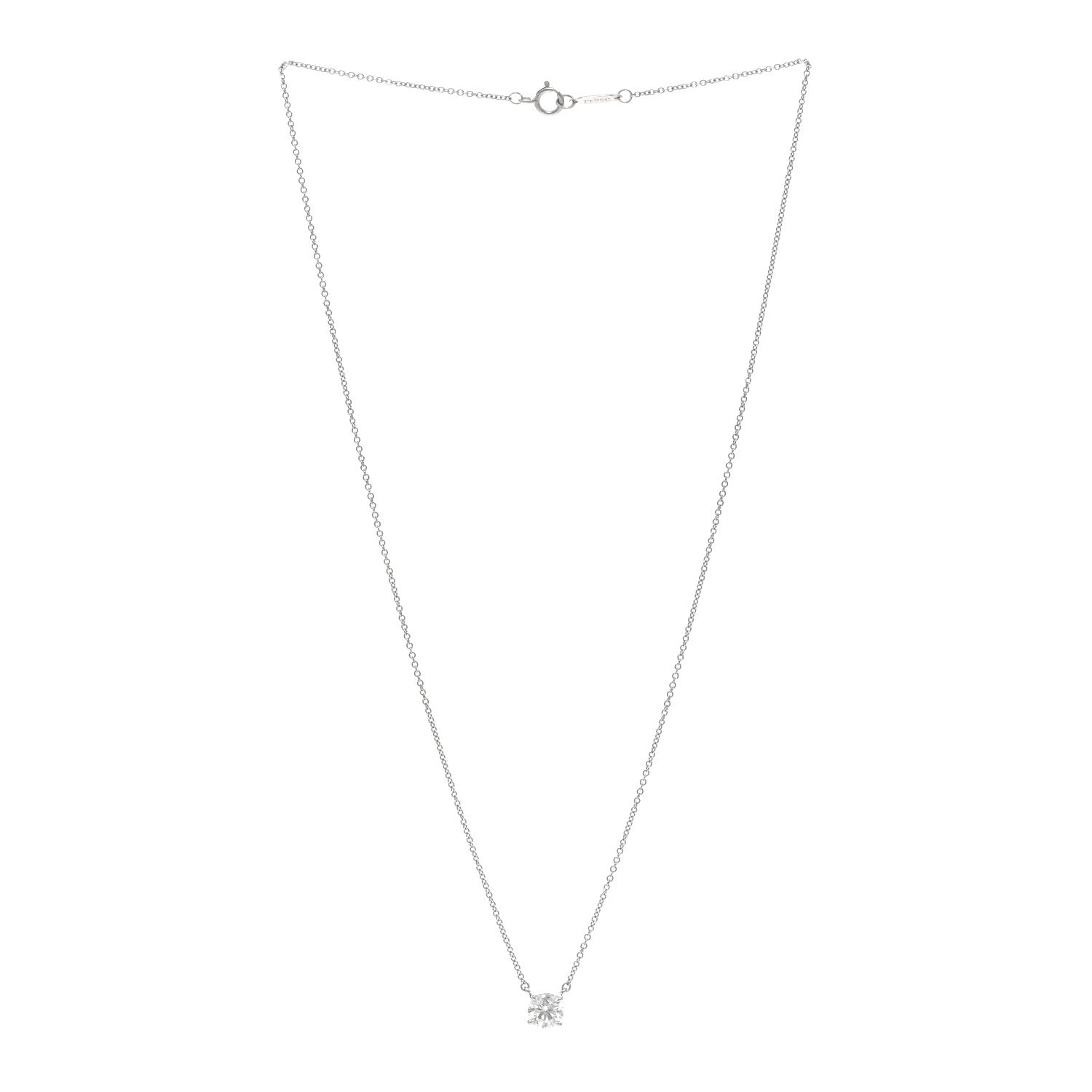 Tiffany Platinum Diamond .79ct Solitaire Pendant Necklace 3 of 5