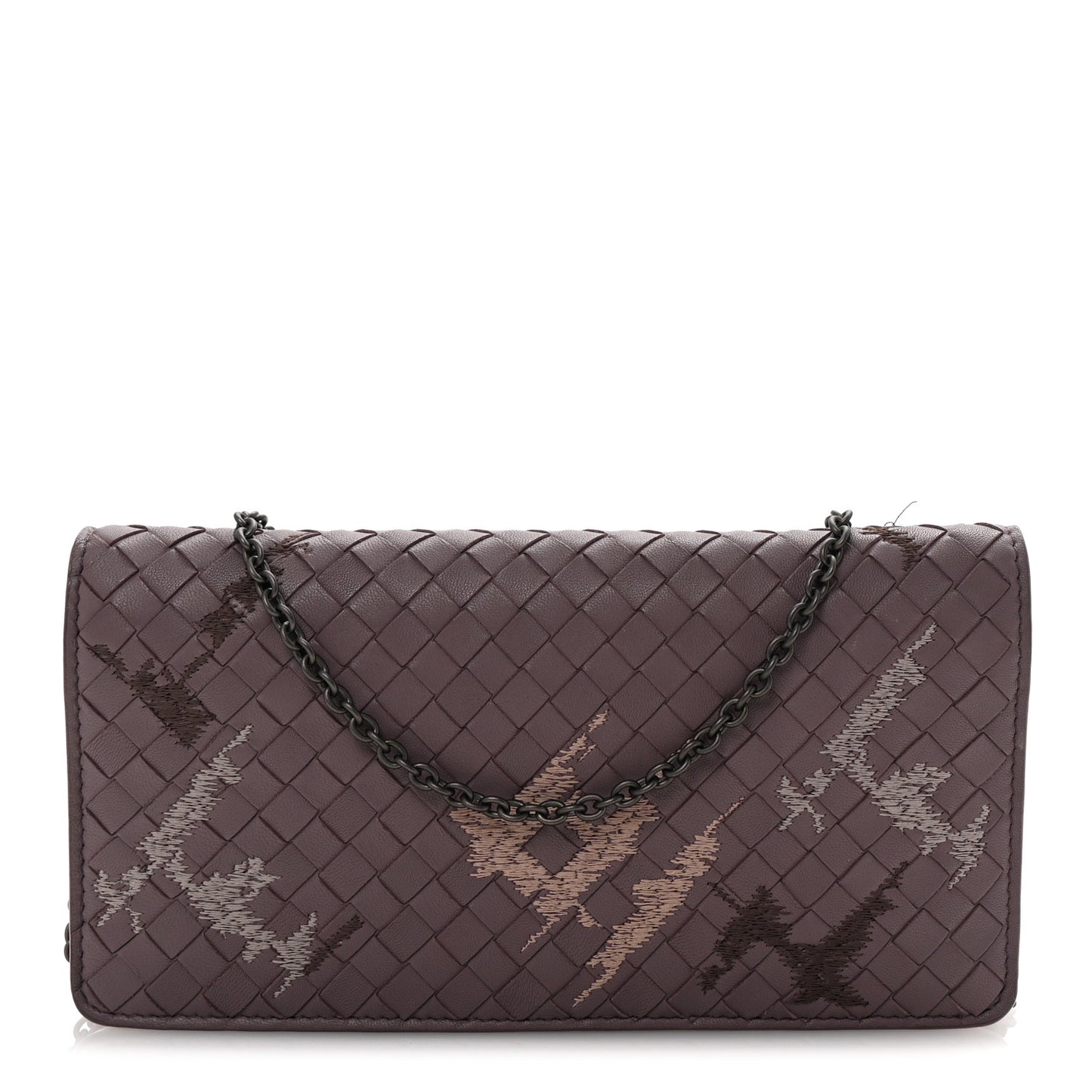 Nappa Intrecciato Graffiato Continental Wallet on Chain Glicine