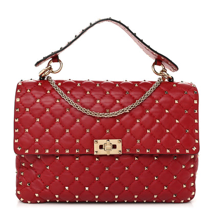 Valentino Garavani Nappa Large Rockstud Spike Shoulder Bag Rubino 1 of 12