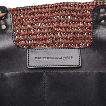 Balenciaga Raffia Woven Large Tote Brown Black 6 of 10