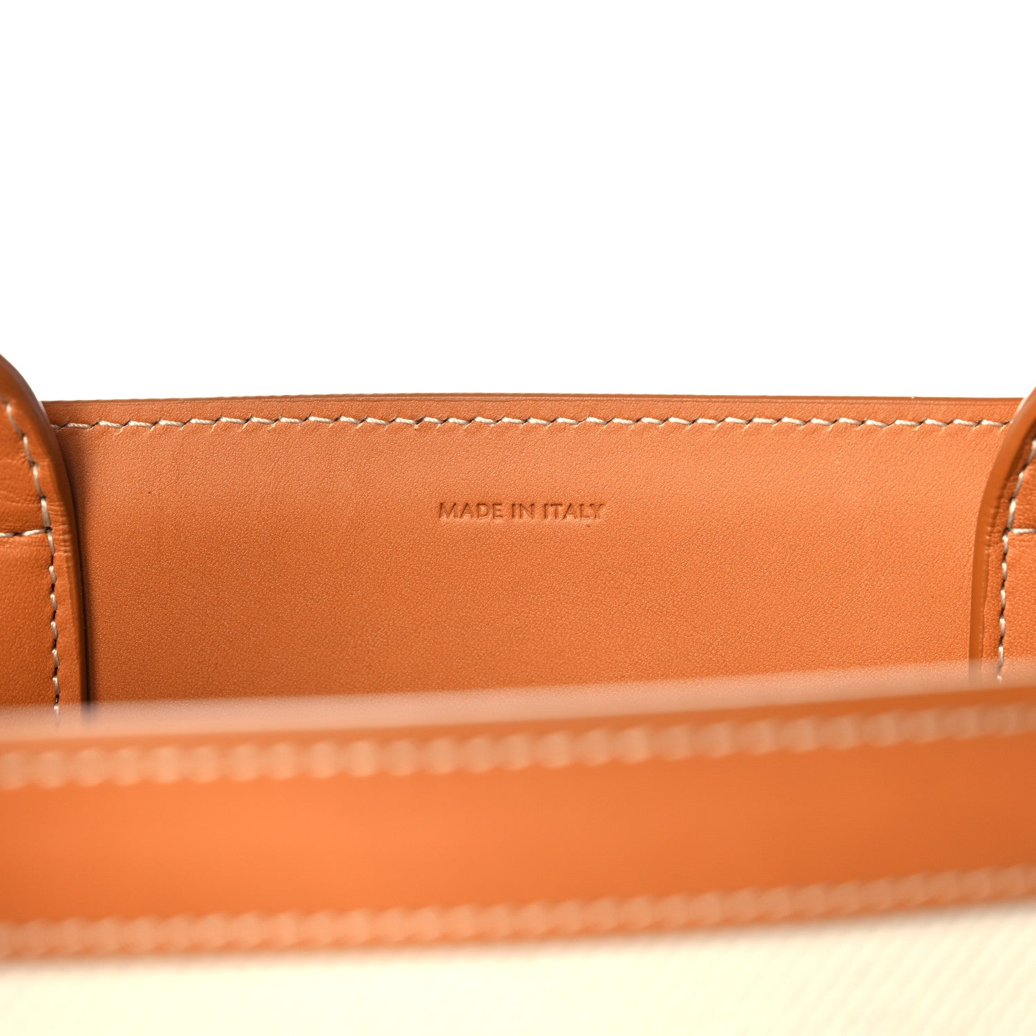 Celine Canvas Calfskin Logo Print Small Vertical Cabas Natural Tan 7 of 10