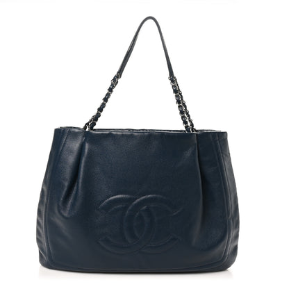 Chanel Caviar CC Timeless Shoulder Bag Navy Blue 1 of 10