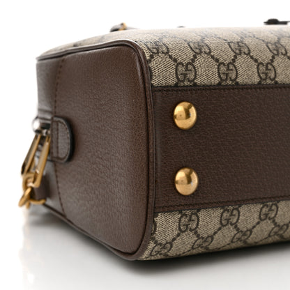 Gucci GG Supreme Monogram Textured Dollar Calfskin Web Medium Savoy Bowling Bag Beige Ebony New Acero 9 of 10