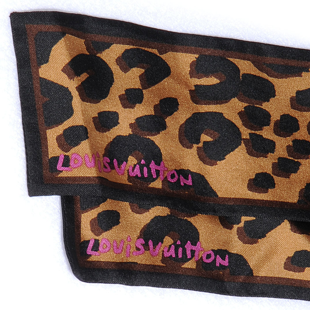 Silk Leopard Bandeau Scarf Marron