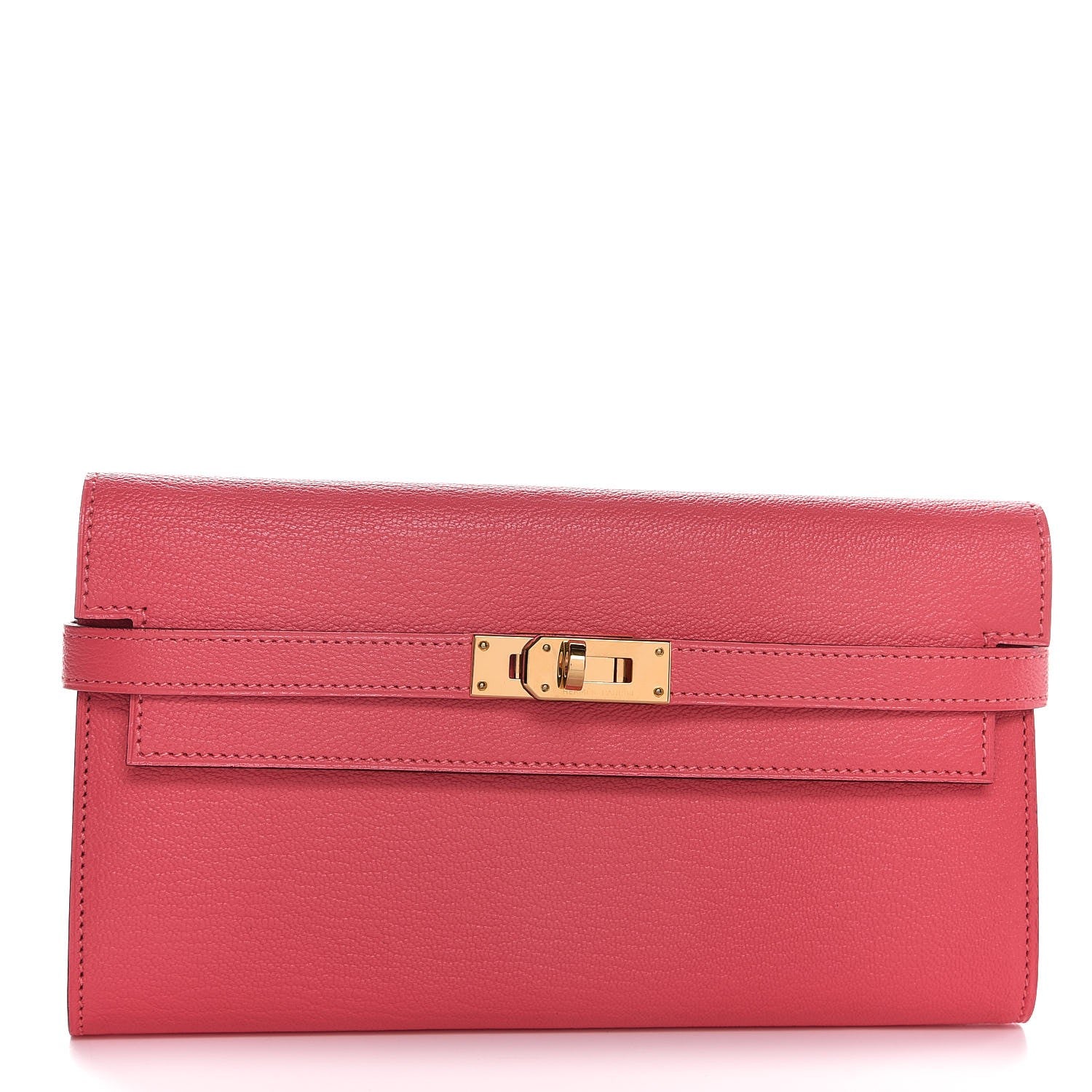 Hermes Chevre Mysore Kelly Longue Wallet Rose Lipstick 1 of 10