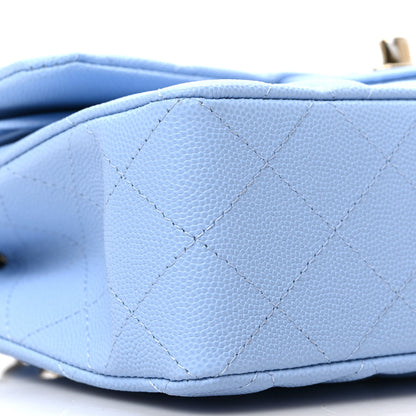 Chanel Caviar Quilted Small Double Flap Light Blue 8 of 9