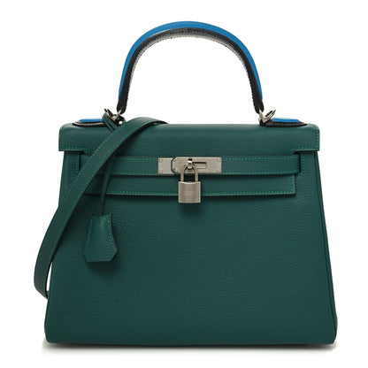 Hermes Togo Evercolor Box Kelly Retourne 28 Malachite Bleu Zanzibar Black 1 of 12