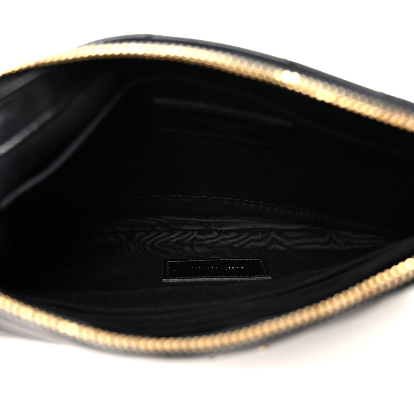 Calfskin Matelasse Chevron Monogram A5 Wristlet Black