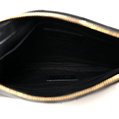 Saint Laurent Calfskin Matelasse Chevron Monogram A5 Wristlet Black 5 of 8