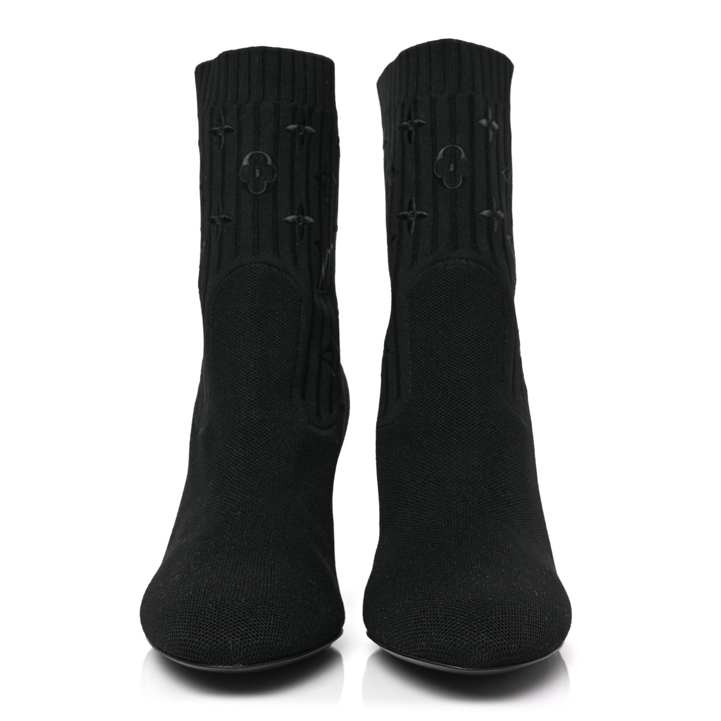 Monogram Stretch Fabric Silhouette Ankle Boots 39.5 Black