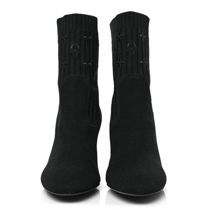 Louis Vuitton Monogram Stretch Fabric Silhouette Ankle Boots 39.5 Black 2 of 6