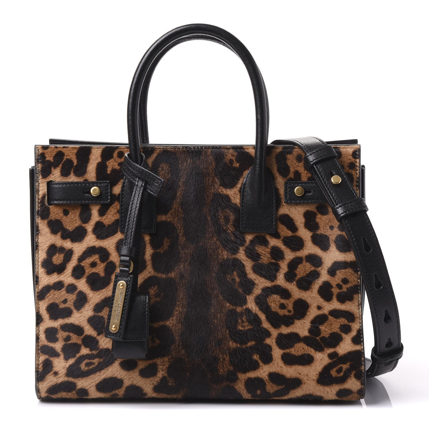 Pony Effect Calfskin Leopard Print Baby Supple Sac De Jour