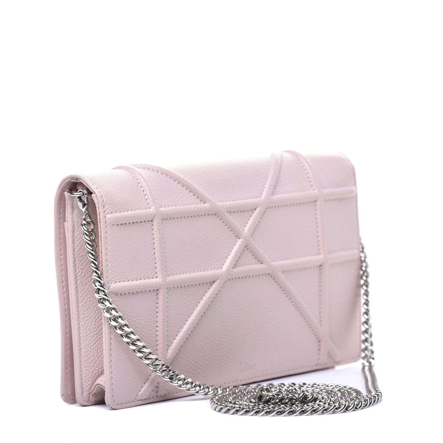 Grained Calfskin Diorama Wallet on Chain Pouch Rose Poudre