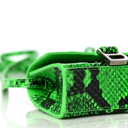Balenciaga Shiny Calfskin Python Effect Hourglass Top Handle Bag Mini Fluo Green Black 8 of 10