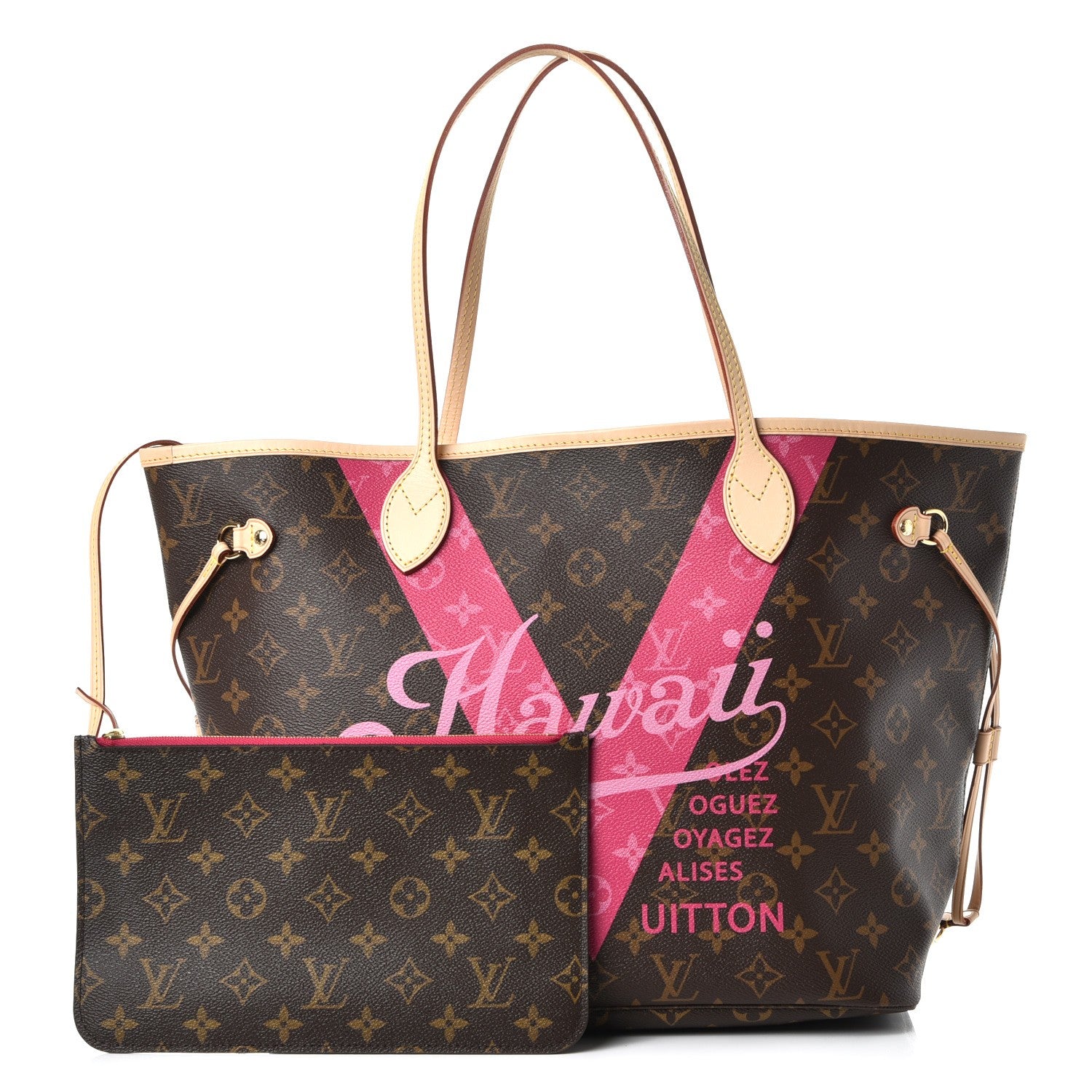 Louis Vuitton Monogram Hawaii V Neverfull MM Hot Pink 1 of 10