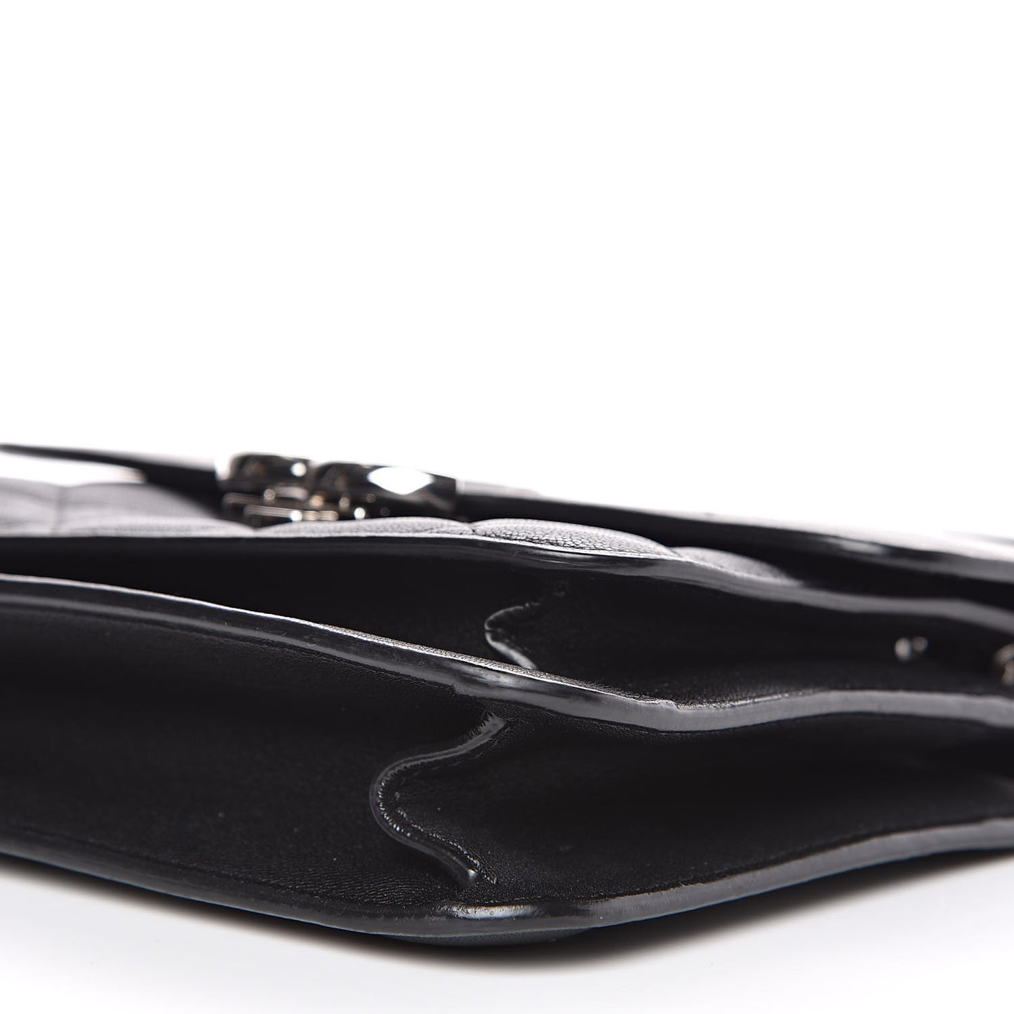Grained Calfskin Quilted Small CC Box Flap Black