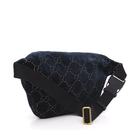 Gucci Velvet GG Monogram Web Belt Bag Blue Beige 3 of 10