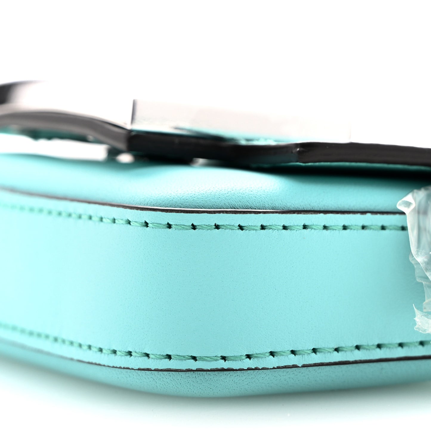 X TIFFANY Vitello Seta Sterling Silver Nano Maxi Buckle Baguette Tiffany Blue Silver
