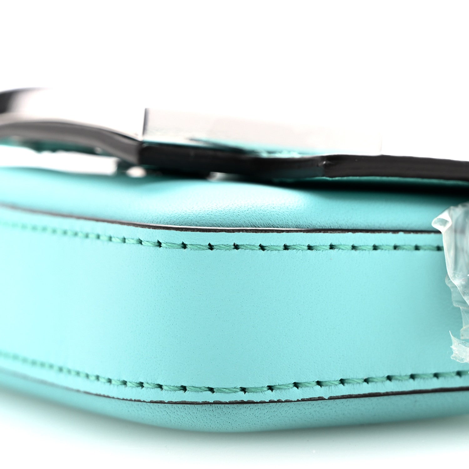 Fendi X TIFFANY Vitello Seta Sterling Silver Nano Maxi Buckle Baguette Tiffany Blue Silver 10 of 11