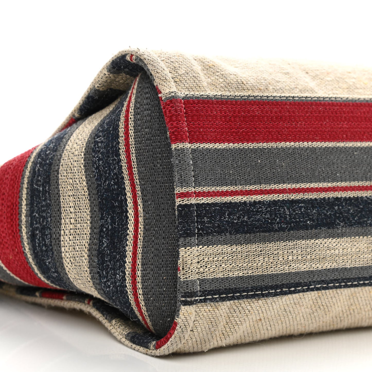 Striped Canvas Medium Deauville Tote Beige