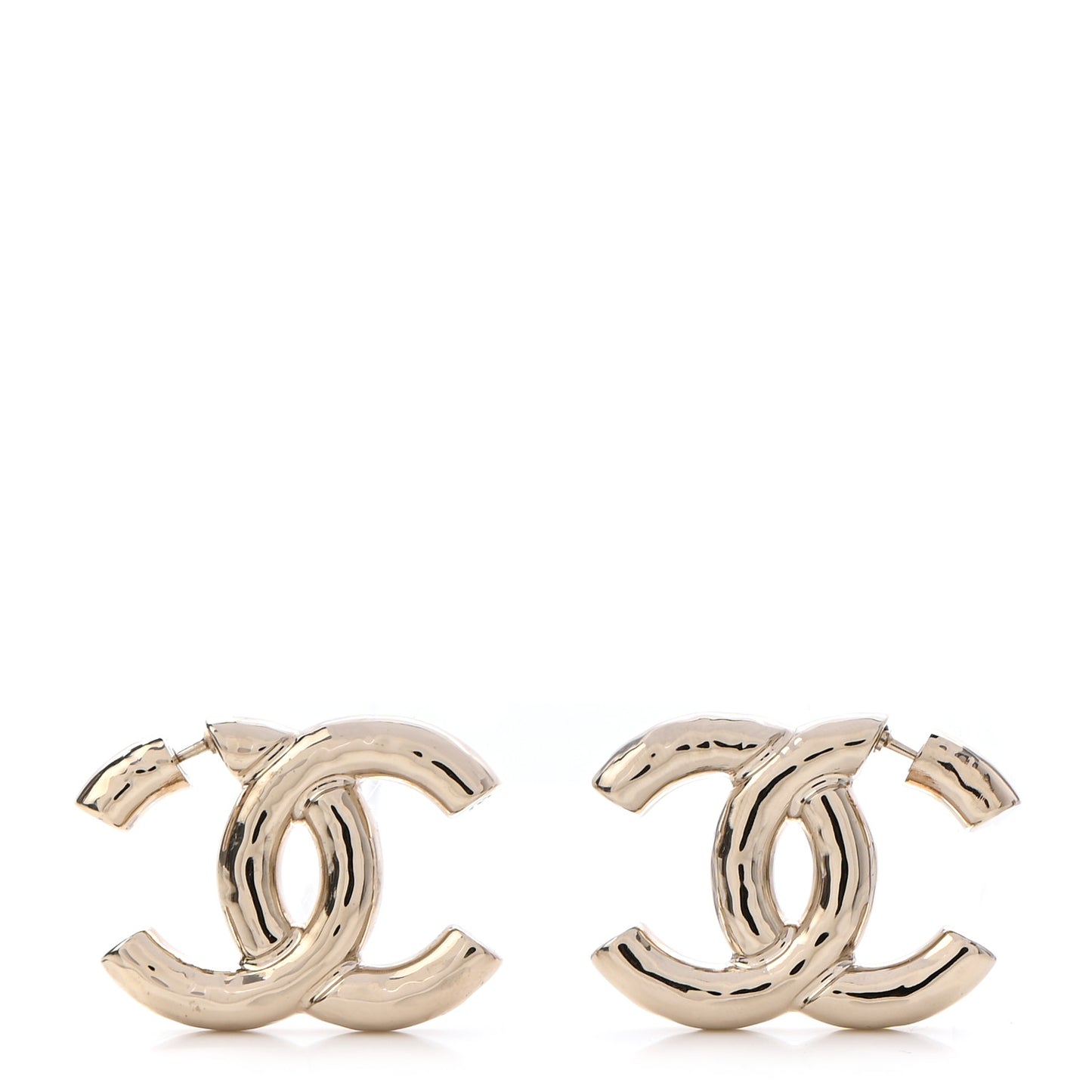 Metal Large CC Earrings Light Gold