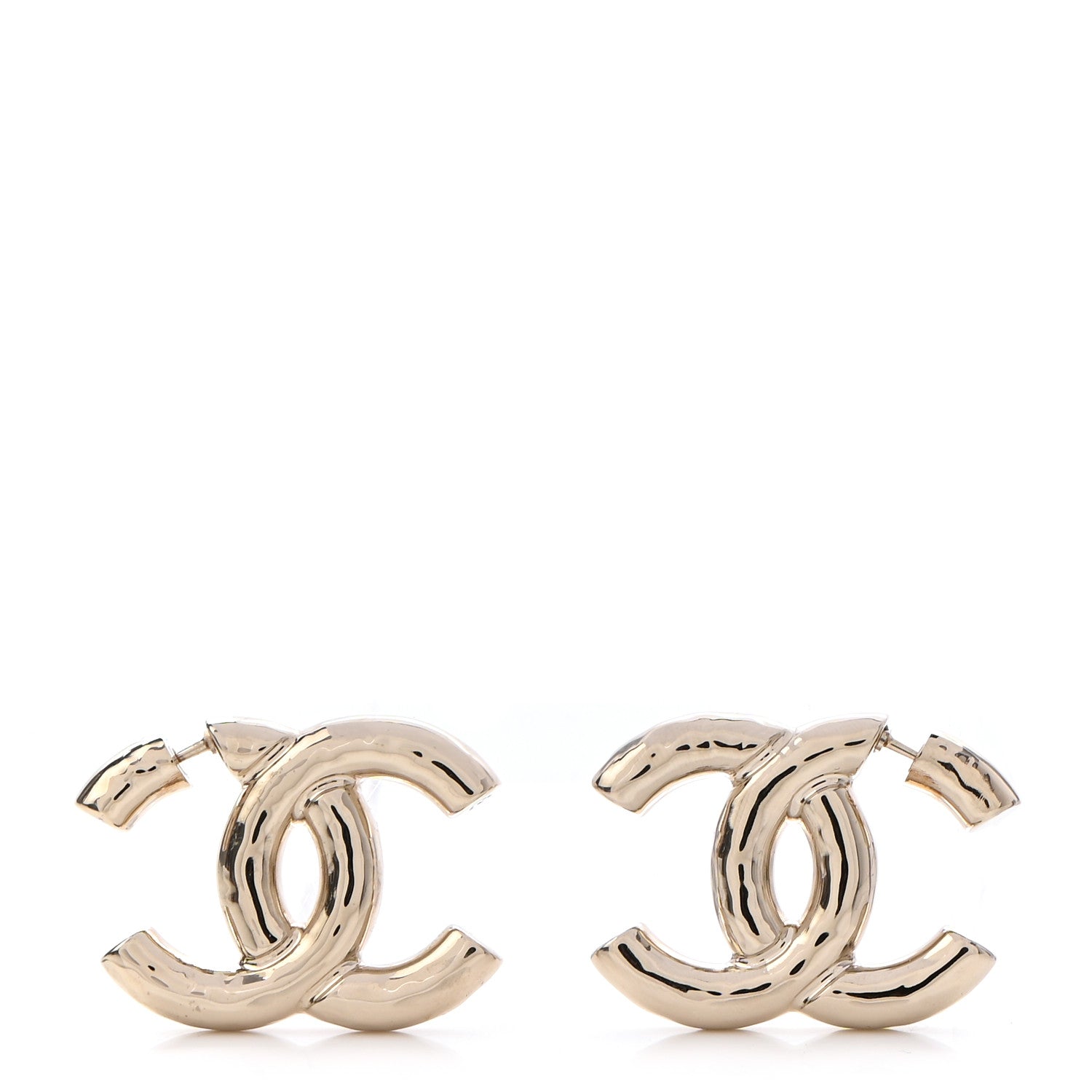 Chanel Metal Large CC Earrings Light Gold 1 of 4