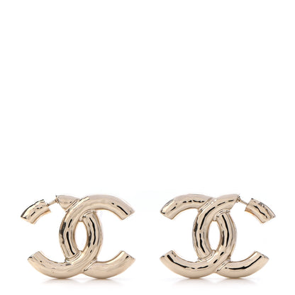 Chanel Metal Large CC Earrings Light Gold 1 of 4