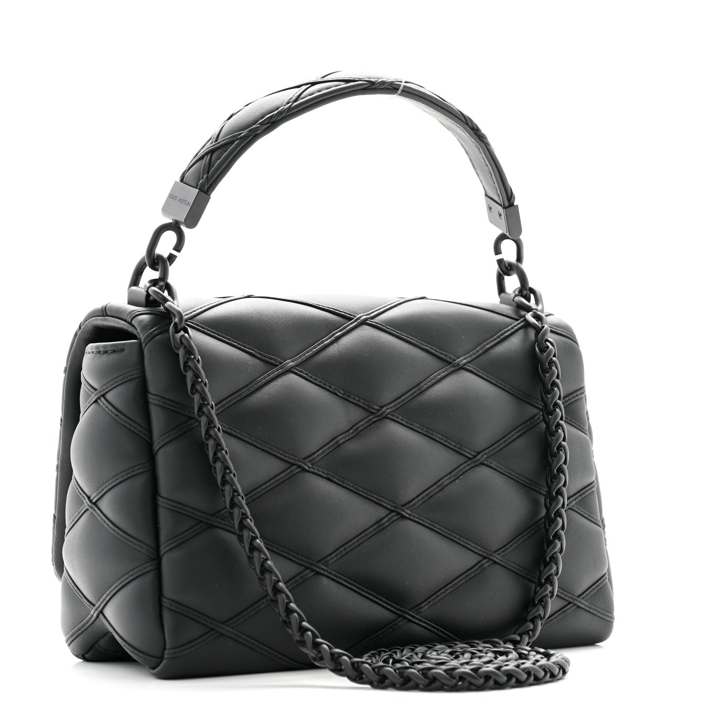 Louis Vuitton Lambskin Malletage Monochrome Top Handle GO-14 MM Black 4 of 10