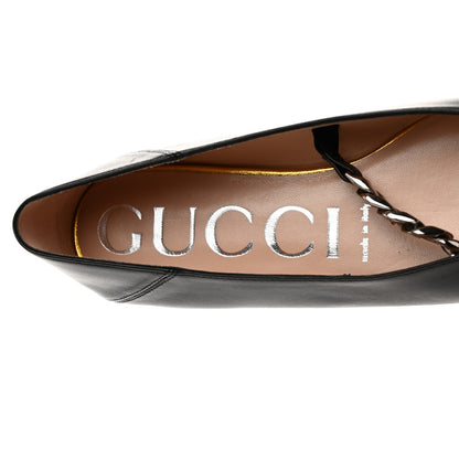 Gucci Nappa Lumiere Deva Horsebit Chain Embellished Flats 37 Black 6 of 9