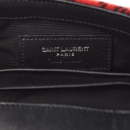 Saint Laurent Wool Matelasse Chevron Classic Monogram Baby Chain Bag Red Black 7 of 8