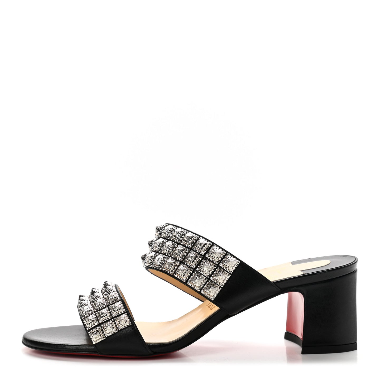 Calfskin Studded Tina Goes Mad 55 Slide Sandals 40 Black