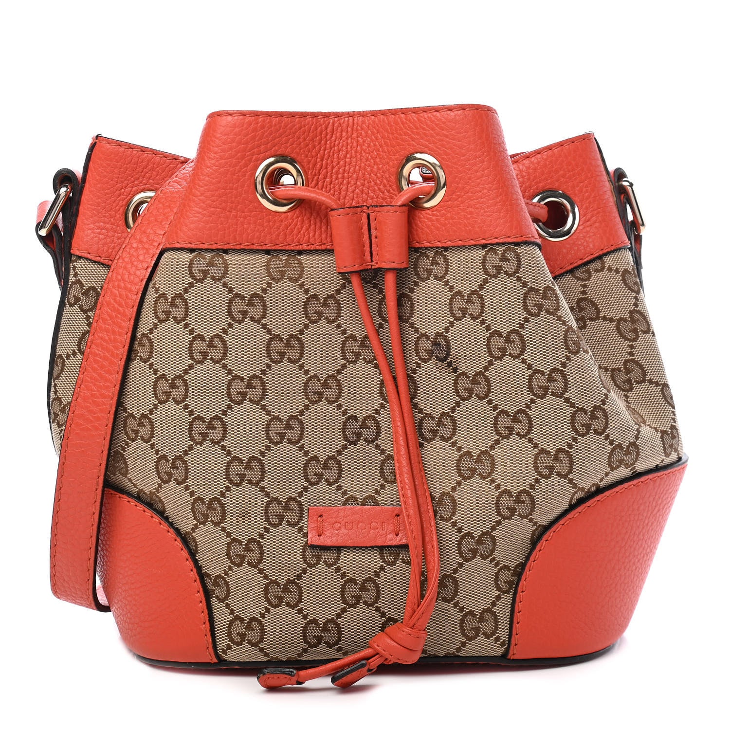 Gucci Monogram Cellarius Calfskin Bucket Bag Beige Ebony New Dark Orange 1 of 10
