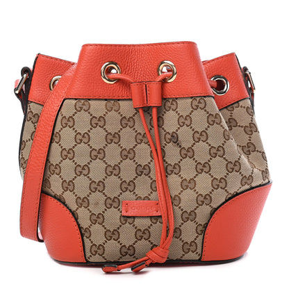 Gucci Monogram Cellarius Calfskin Bucket Bag Beige Ebony New Dark Orange 1 of 10