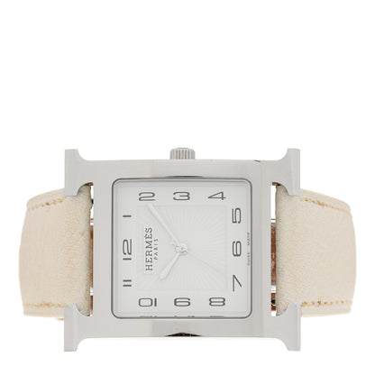 Hermes Stainless Steel Epsom 30.5mm Heure H Hour Quartz Watch Blanc 2 of 4