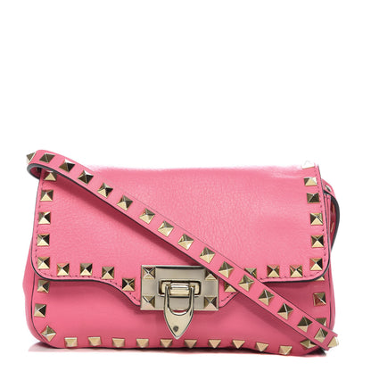 Valentino Garavani Vitello Mini Rockstud Flap Saddle Crossbody Bag Fuxia Fluo 1 of 9