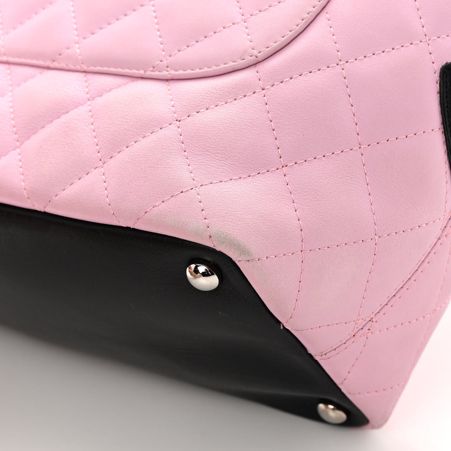 Calfskin Quilted Medium Cambon Tote Pink Black
