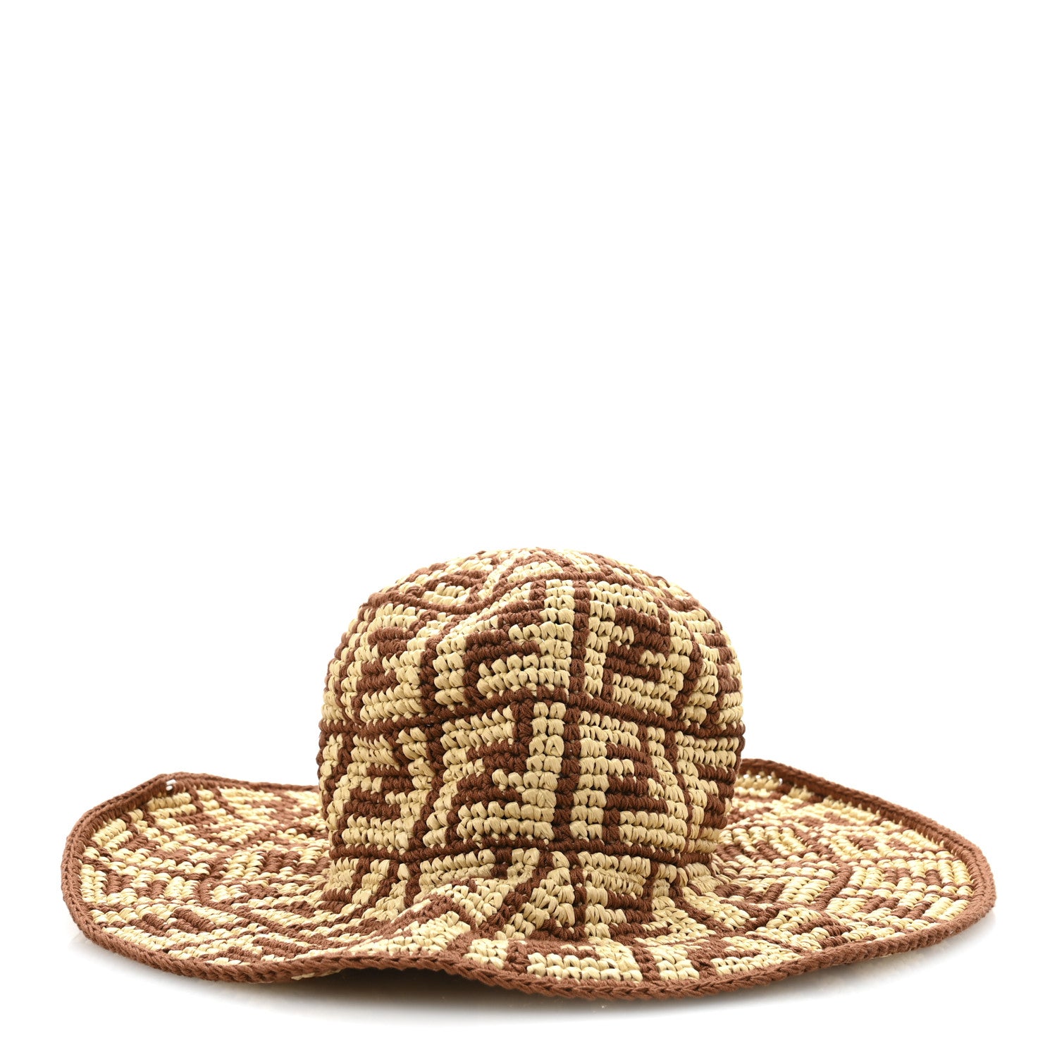Fendi Cotton Viscose FF Woven Bucket Hat M Brown 3 of 9