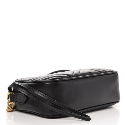 Gucci Calfskin Matelasse Small GG Marmont Chain Shoulder Bag Black 4 of 8