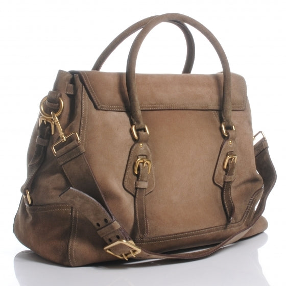 Prada Scamosciato Suede Top Handle Satchel Deserto 4 of 10