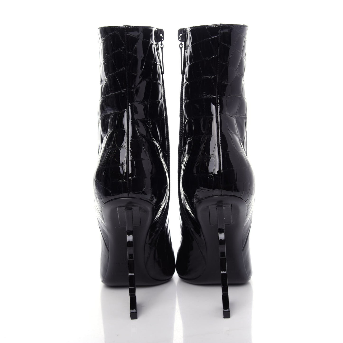 Alligator Embossed Patent Calfskin Opyum 110 Ankle Boots 40 Black