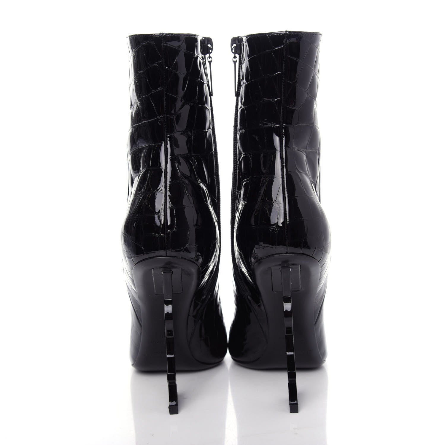 Saint Laurent Alligator Embossed Patent Calfskin Opyum 110 Ankle Boots 40 Black 7 of 11